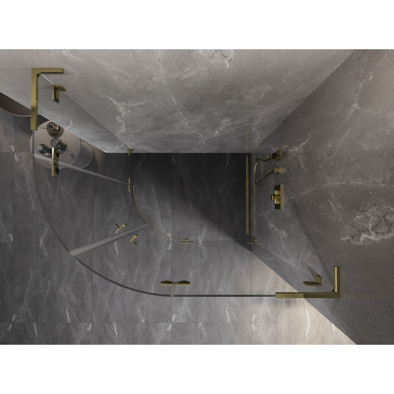 Mexen Lunar L polukružna tuš kabina s desnim otvaranjem 100 x 90 cm, prozirna, zlatna - 833L-100P-090L-50-00