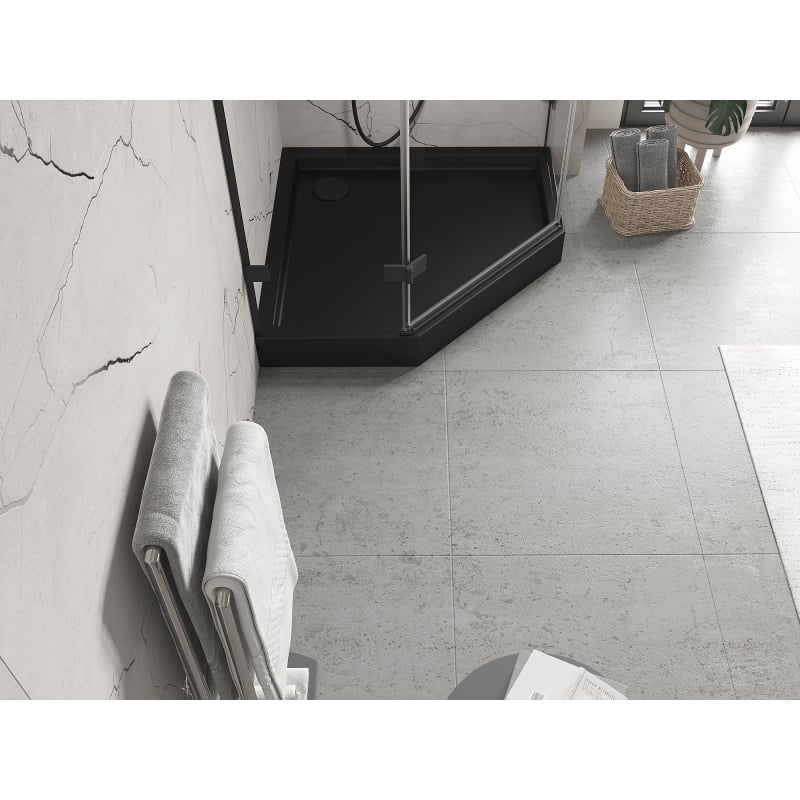 Mexen Flow+ plato de ducha pentagonal 80 x 80 cm, negro mate - 46P708080H