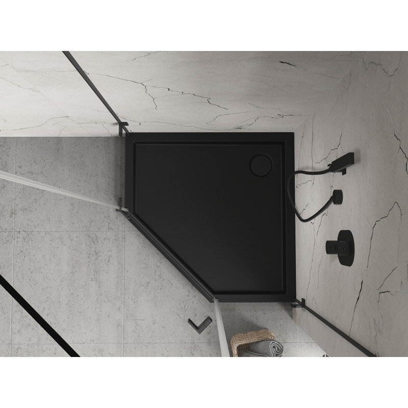 Mexen Flow+ brodzik pięciokątny 90 x 90 cm, czarny mat - 46P709090H