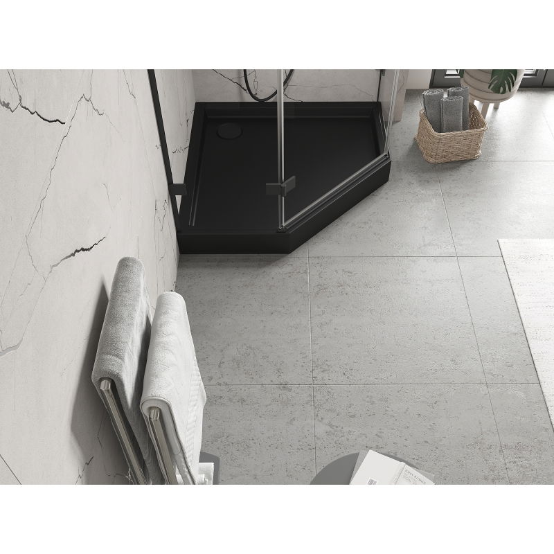 Mexen Flow+ piatto doccia pentagonale 100 x 100 cm, nero opaco - 46P701010H
