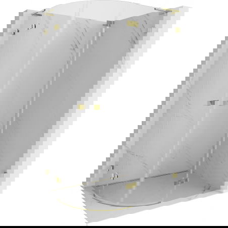 Mexen Lunar L Halbkreis-Duschkabine schwenkbar rechts 100 x 90 cm, transparent, gebürstetes Gold - 833L-100P-090L-55-00
