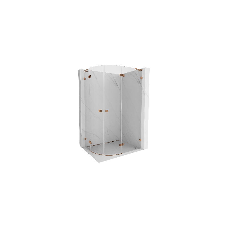 Mexen Lunar L semi-circular right hinged shower cabin 90 x 70 cm, transparent, rose gold - 833L-090P-070L-60-00