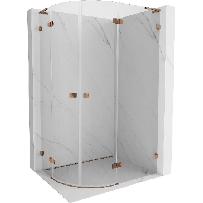 Mexen Lunar L polukružna tuš kabina na desnim zidu 100 x 90 cm, prozirna, ružičasto zlato - 833L-100P-090L-60-00