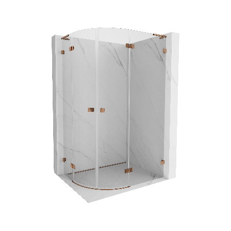 Mexen Lunar L polukružna tuš kabina na desnim zidu 100 x 90 cm, prozirna, ružičasto zlato - 833L-100P-090L-60-00