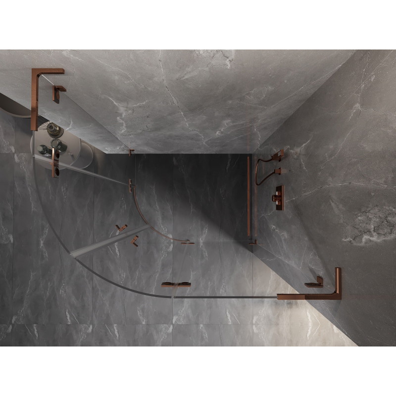 Mexen Lunar L polukružna tuš kabina na desnim zidu 100 x 90 cm, prozirna, ružičasto zlato - 833L-100P-090L-60-00
