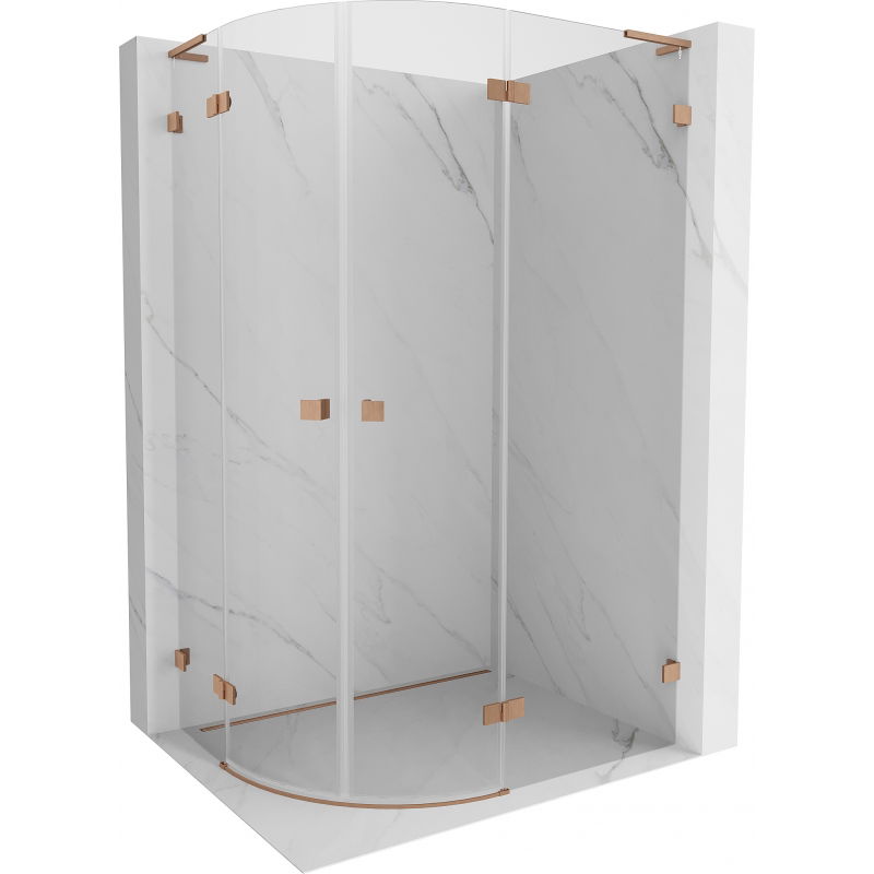 Mexen Lunar L Duschkabine halbrund, schwenkbar rechts 80 x 70 cm, transparent, gebürstetes Kupfer - 833L-080P-070L-65-00