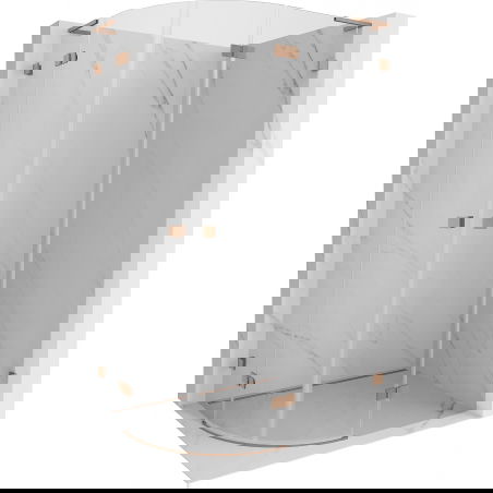 Mexen Lunar L Duschkabine Halbkreis Schwenktür Rechts 90 x 80 cm, transparent, gebürstetes Kupfer - 833L-090P-080L-65-00