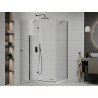 Mexen Roma swing shower enclosure 70 x 110 cm, transparent, black + Flat shower tray, white - 854-070-110-70-00-4010B