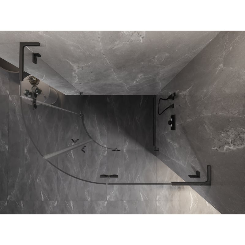 Mexen Lunar L semicircular right hinged shower cabin 90 x 70 cm, transparent, gun gray brushed - 833L-090P-070L-66-00