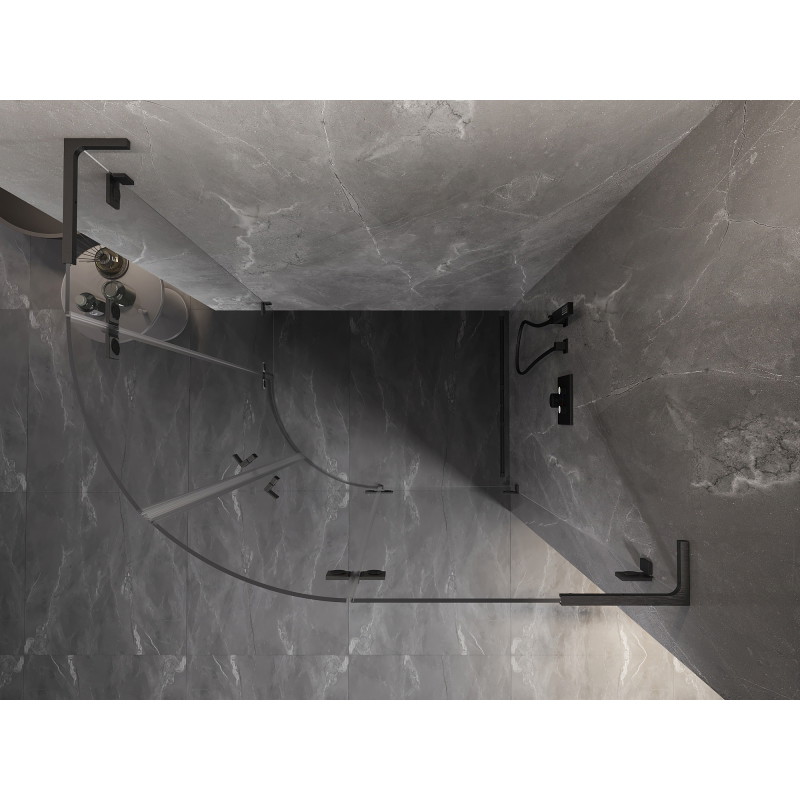 Mexen Lunar L polukružna tuš kabina s desnim otvaranjem 100 x 90 cm, prozirna, brušena tamno siva - 833L-100P-090L-66-00