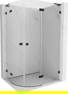 Mexen Lunar L cabina doccia semicircolare a battente destra 80 x 70 cm, trasparente, nera - 833L-080P-070L-70-00