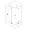 Mexen Lunar L semi-circular right-hinged shower enclosure 90 x 70 cm, transparent, black - 833L-090P-070L-70-00