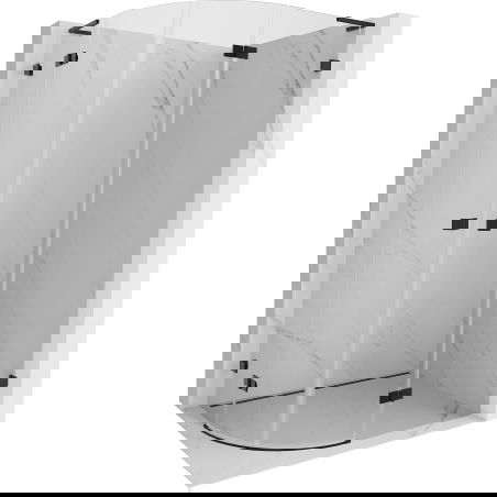 Mexen Lunar L halfronde douchecabine scharnierend rechts 100 x 80 cm, transparant, zwart - 833L-100P-080L-70-00