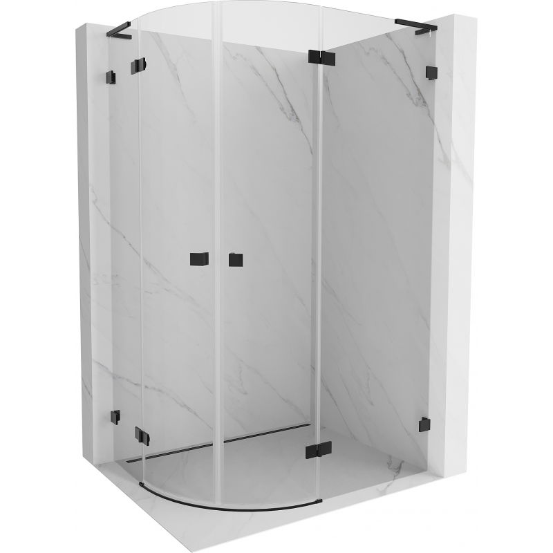 Mexen Lunar L Duschkabine halbkreisförmig schwenkbar rechts 100 x 90 cm, transparent, schwarz - 833L-100P-090L-70-00