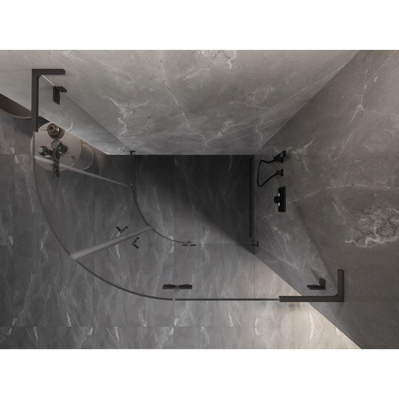 Mexen Lunar L polukružna tuš kabina s preklopnim vratima desna 100 x 90 cm, prozirna, gun metal - 833L-100P-090L-95-00