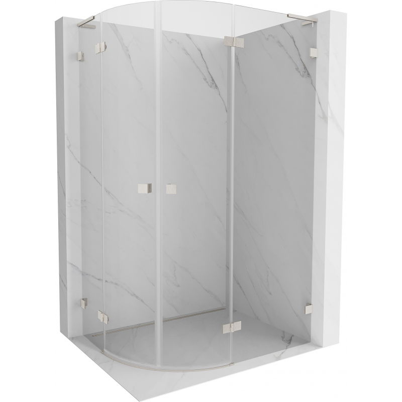 Mexen Lunar L, halbkreisförmige, rechts öffnende Duschkabine 100 x 80 cm, transparent, gebürsteter Nickel - 833L-100P-080L-97-00