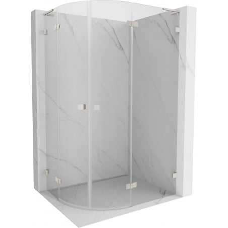 Mexen Lunar L cabine de douche semi-circulaire pivotante droite 100 x 80 cm, transparent, nickel brossé - 833L-100P-080L-97-00