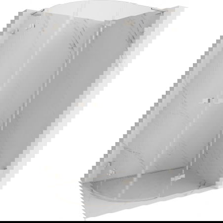 Mexen Lunar L, halbkreisförmige, rechts öffnende Duschkabine 100 x 80 cm, transparent, gebürsteter Nickel - 833L-100P-080L-97-00