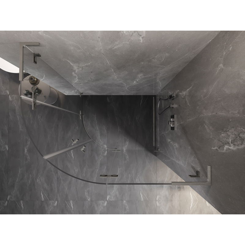 Mexen Lunar L apaļš dušas kabīna ar labajām eņģēm 100 x 80 cm, caurspīdīgs, matēts niķelis - 833L-100P-080L-97-00