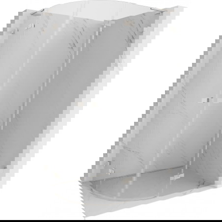 Mexen Lunar L polkrožna tuš kabina z desnimi vrati 100 x 90 cm, prozorna, brušen nikel - 833L-100P-090L-97-00