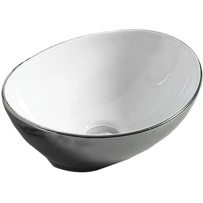 Mexen Elza countertop basin 40 x 33 cm, silver/white - 21014079