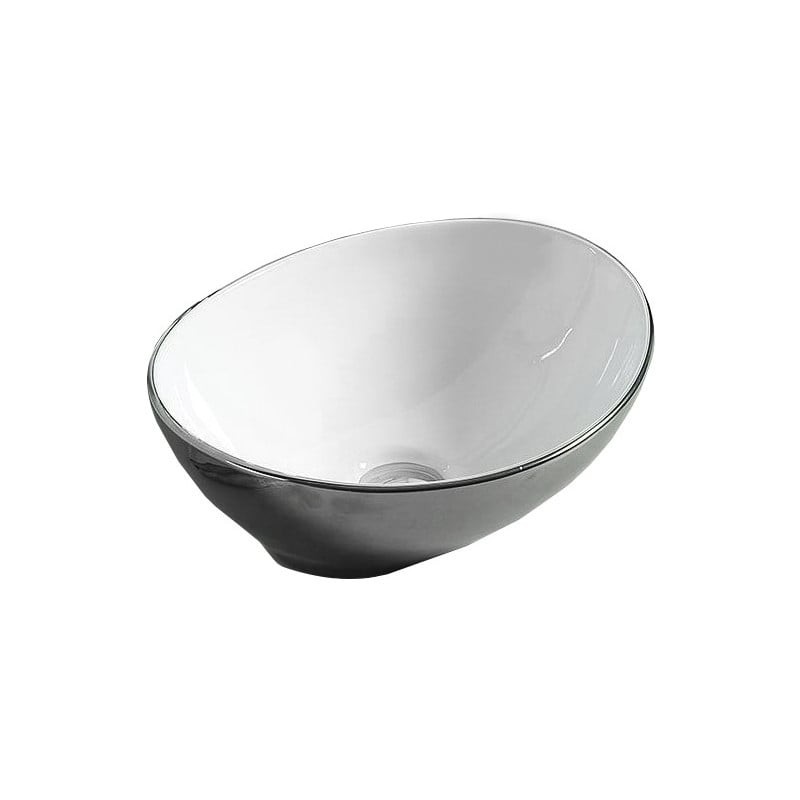 Mexen Elza umywalka nablatowa 40 x 33 cm, srebrna/biała - 21014079
