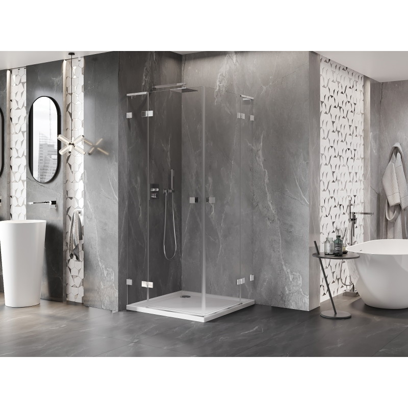 Mexen Lunar L Duo kabina za tuš s preklopnim vratima 80 x 80 cm, prozirna, krom - 834L-080L-080P-01-00