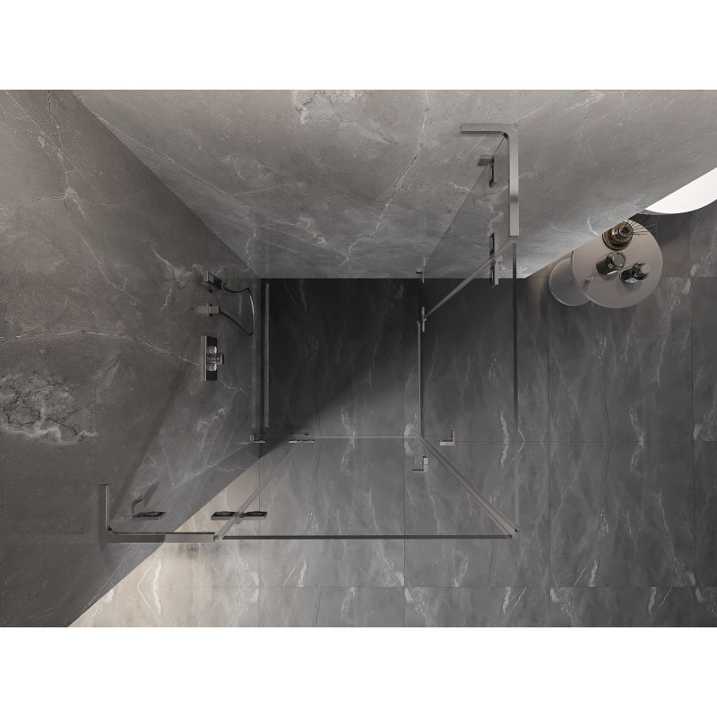 Mexen Lunar L Duo kabina za tuš s preklopnim vratima 80 x 80 cm, prozirna, krom - 834L-080L-080P-01-00
