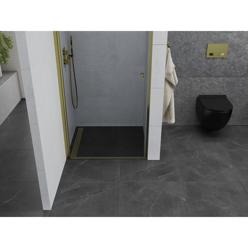 Mexen Pretoria nihajna pršna vrata 70 cm, prosojna, zlate - 852-070-000-50-00