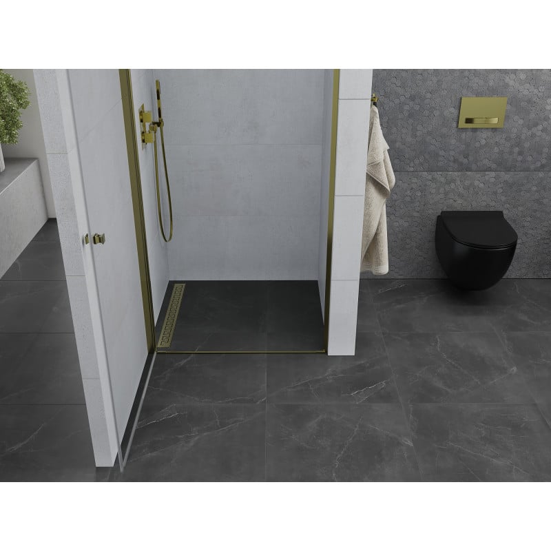 Mexen Pretoria käännettävät 70 cm suihkuovet, läpinäkyvät, kultaiset - 852-070-000-50-00