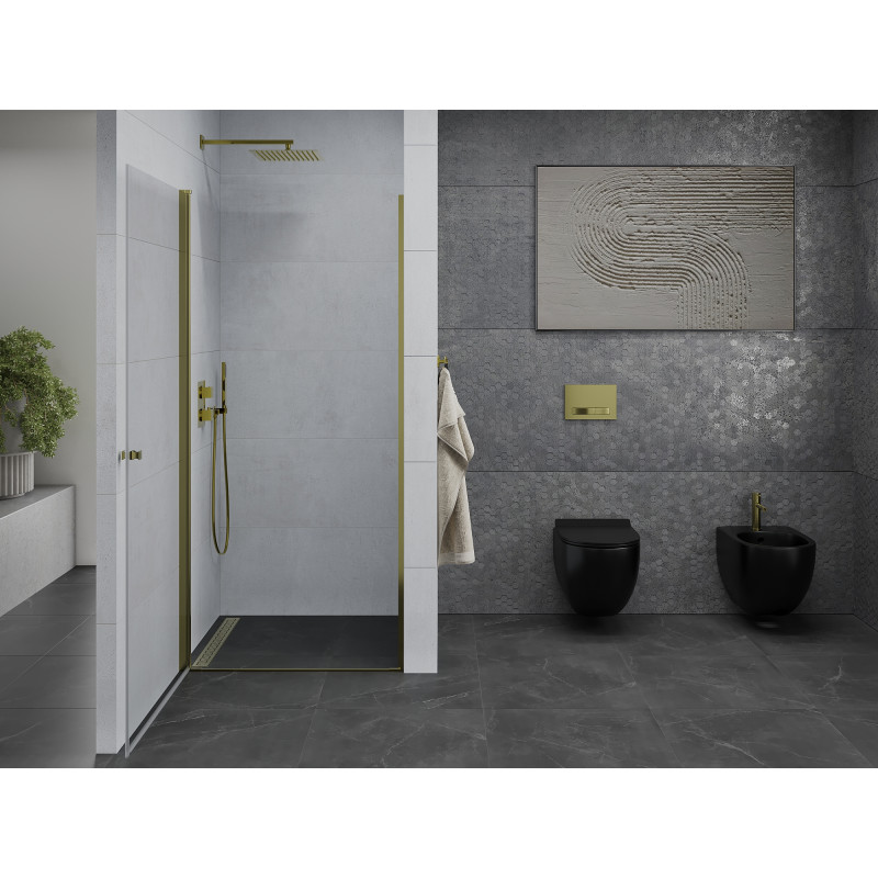 Mexen Pretoria Falttür Duschabtrennung 80 cm, transparent, gold - 852-080-000-50-00