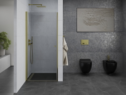 Mexen Pretoria scharnierende douchedeur 90 cm, transparant, goud - 852-090-000-50-00
