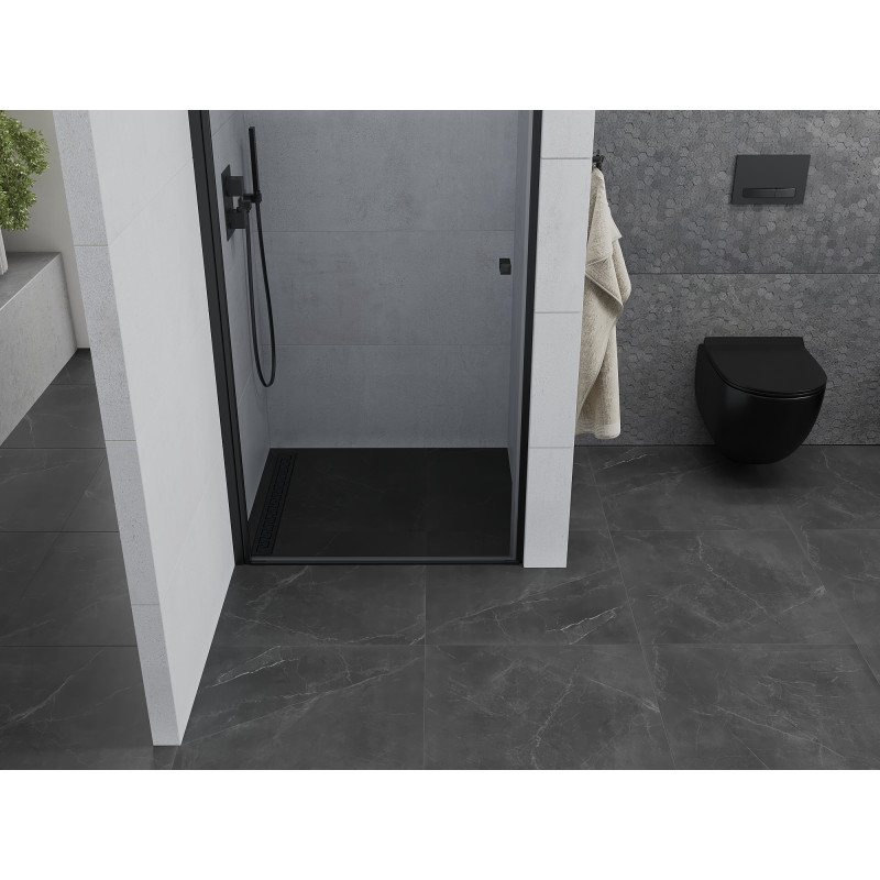 Mexen Pretoria draaibare douchedeur 70 cm, transparant, zwart - 852-070-000-70-00