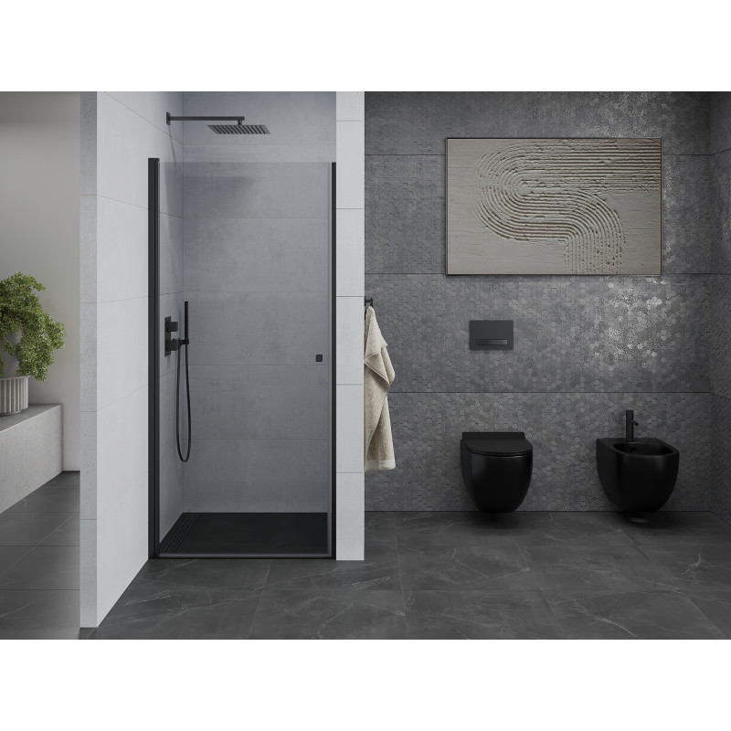 Mexen Pretoria draaibare douchedeur 70 cm, transparant, zwart - 852-070-000-70-00