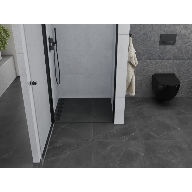 Mexen Pretoria puerta de ducha abatible de 70 cm, transparente, negra - 852-070-000-70-00