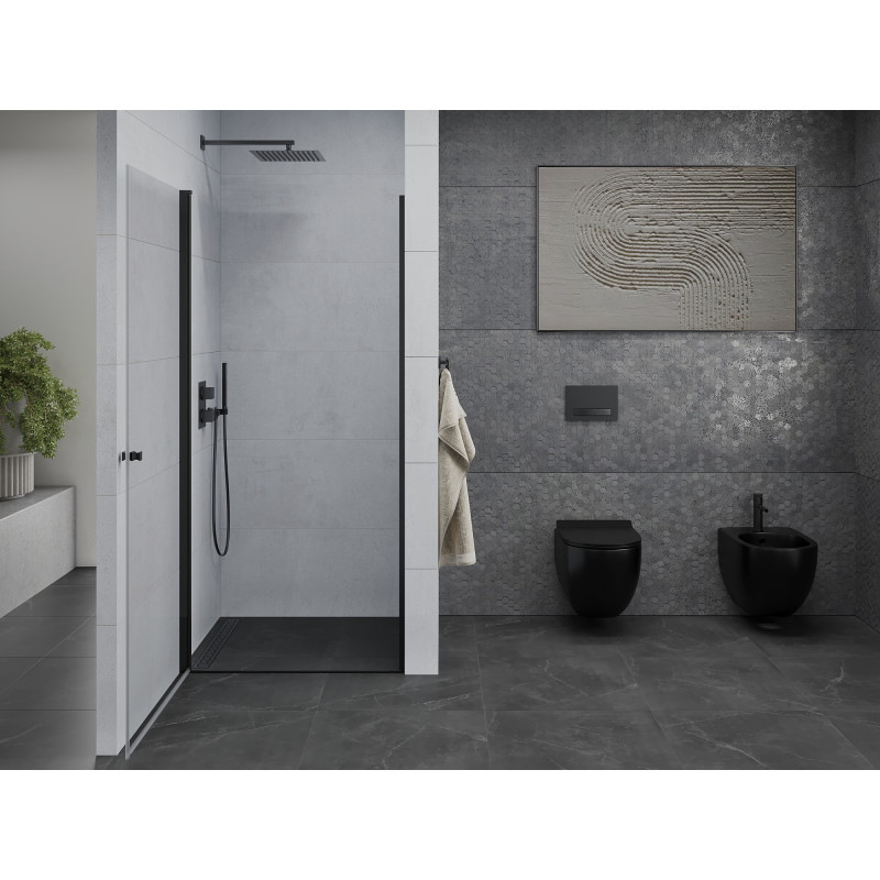 Mexen Pretoria porte de douche battante 70 cm, transparent, noir - 852-070-000-70-00