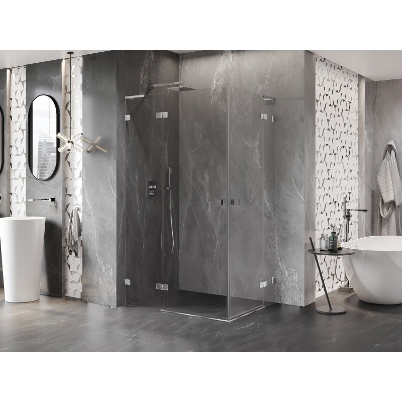 Mexen Lunar L Duo leva nagibna pršna kabina 105 x 80 cm, prozorna, krom - 834L-105L-080P-01-00