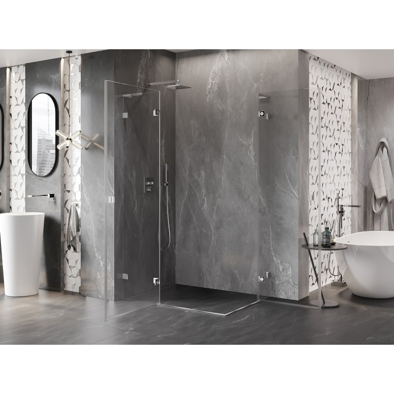 Mexen Lunar L Duo leva nagibna pršna kabina 105 x 80 cm, prozorna, krom - 834L-105L-080P-01-00