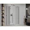 Mexen Roma cabine de douche pivotante 90 x 90 cm, transparente, noire + receveur plat, blanc - 854-090-090-70-00-4010B