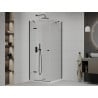 Mexen Roma cabine de douche pivotante 90 x 90 cm, transparente, noire + receveur plat, blanc - 854-090-090-70-00-4010B