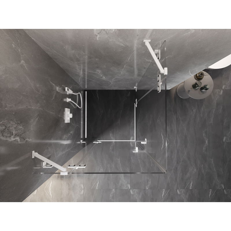 Mexen Lunar Duo cabine de douche pivotante 85 x 85 cm, transparent, blanc - 834-085L-085P-20-00