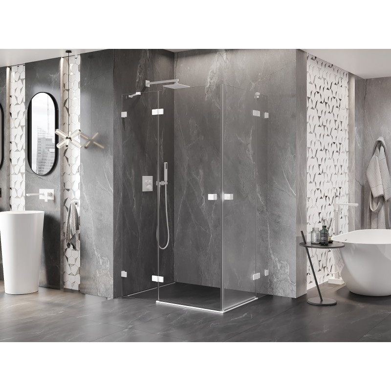 Mexen Lunar Duo levo krilna pršni kabina 120 x 115 cm, prozorna, bela - 834-120L-115P-20-00