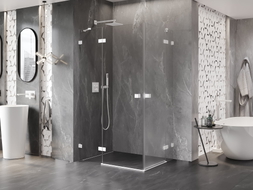 Mexen Lunar Duo levo krilna pršni kabina 120 x 115 cm, prozorna, bela - 834-120L-115P-20-00