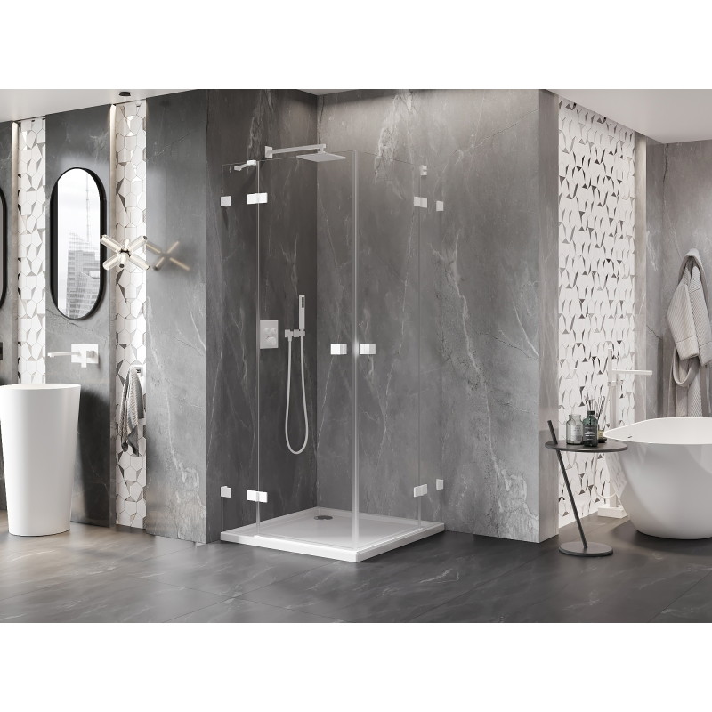 Mexen Lunar Duo hinged dušikabiin 120 x 120 cm, läbipaistev, valge - 834-120L-120P-20-00
