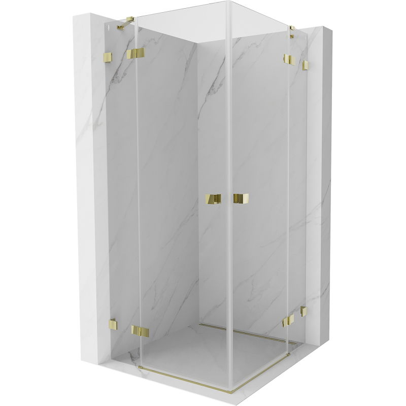 Mexen Lunar Duo cabina doccia a battente 90 x 90 cm, trasparente, oro - 834-090L-090P-50-00