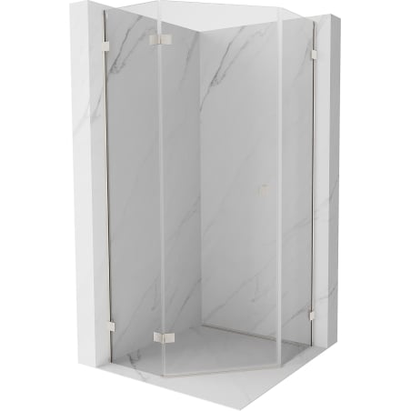Mexen Lunar pentagonal shower enclosure, left-hinged, 80 x 80 cm, transparent, brushed nickel - 831-080L-080P-97-00-L