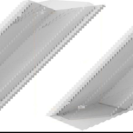 Mexen Lunar petkotna nagibna tuš kabina levo 80 x 80 cm, prozorna, brušen nikelj - 831-080L-080P-97-00-L