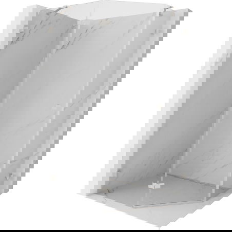 Mexen Lunar fünfeckige Duschkabine, links schwenkbar 90 x 80 cm, transparent, gebürsteter Nickel - 831-090L-080P-97-00-L