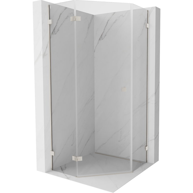 Mexen Lunar pentagonal left-hinged shower cabin 90 x 90 cm, transparent, brushed nickel - 831-090L-090P-97-00-L