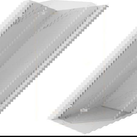 Mexen Lunar fünfeckige Duschkabine, links öffnend 90 x 90 cm, transparent, gebürstetes Nickel - 831-090L-090P-97-00-L